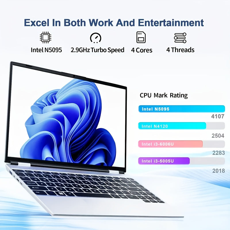 Laptop W&O 15,6" FHD – Intel N5095, 16 GB RAM, 1 TB SSD, Fingerabdrucksensor, Beleuchtete Tastatur, Windows 11 Pro
