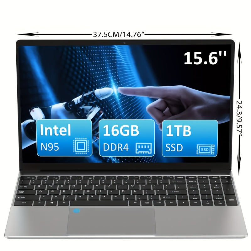Laptop W&O 15,6" FHD – Intel N5095, 16 GB RAM, 1 TB SSD, Fingerabdrucksensor, Beleuchtete Tastatur, Windows 11 Pro