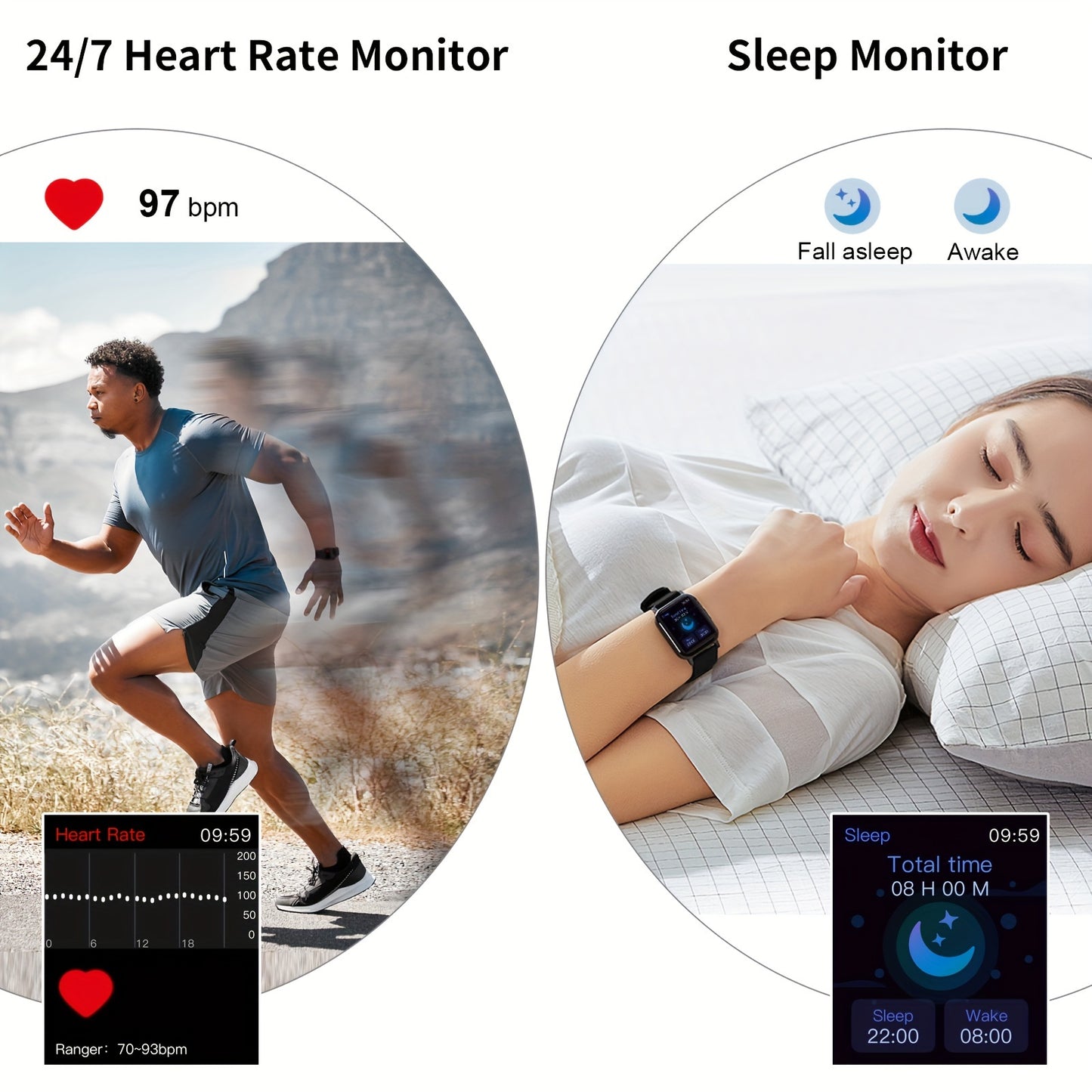 Smartwatch Q23 – Fitnessuhr Damen & Herren 1,69" HD Display, 25 Sportmodi, Schlaftracking, Wasserdicht IP68