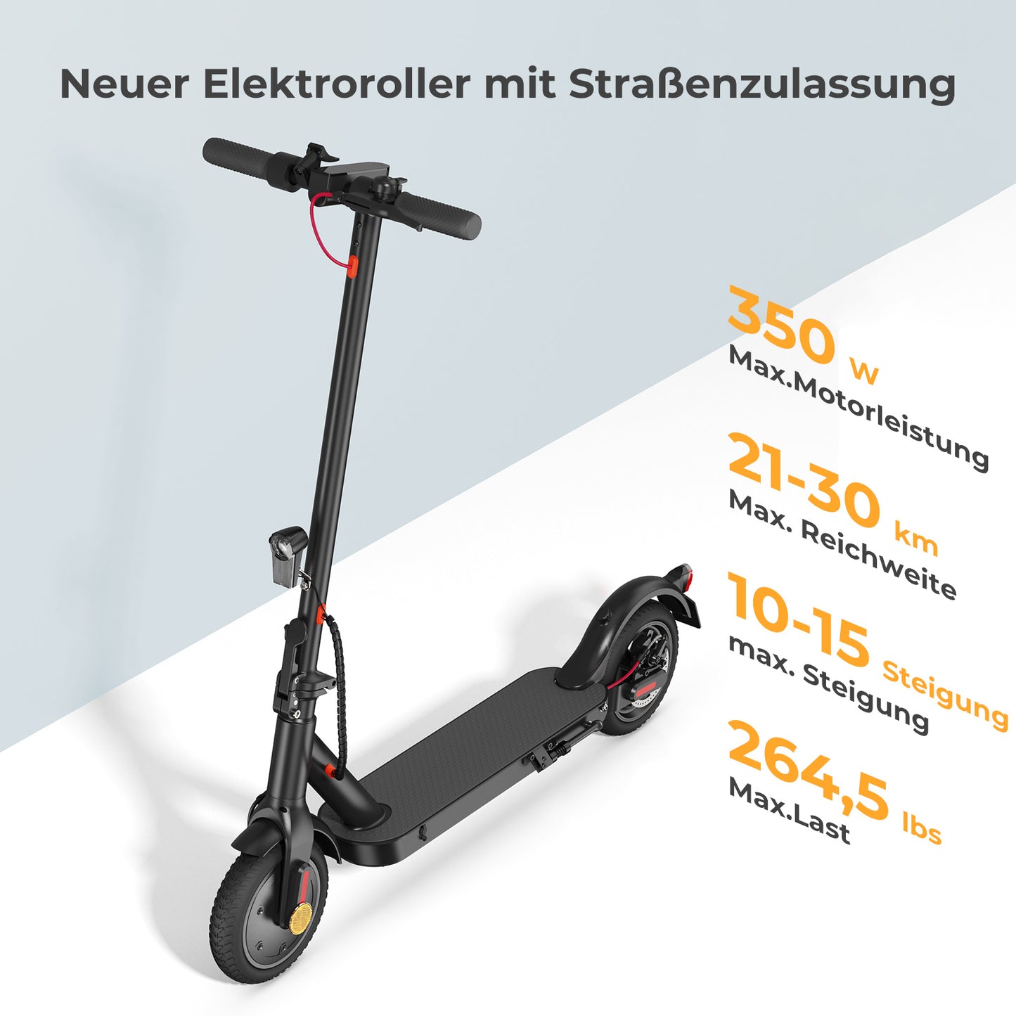 iScooter E-Scooter Straßenzulassung ABE – 350W Motor, 30 km Reichweite, 8,5" Wabenreifen, Duales Bremssystem, Faltbar