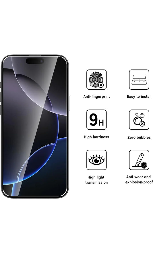 Wfte iPhone 16 Pro Max Displayschutz – 2er-Pack, Kratzfest, Stoßabsorbierend, Blasenfrei - Vekoshop