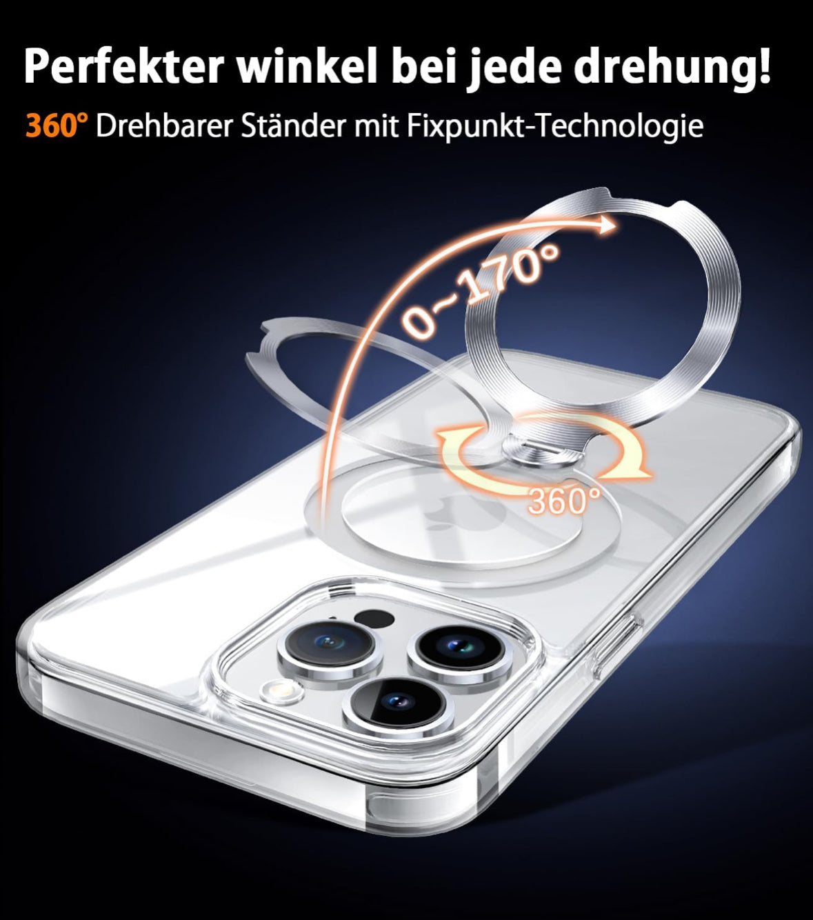 Srotek iPhone 14 Pro Max Hülle – 360° Ringhalter, Stoßfest, Transparent, All-in-1 Schutzhülle