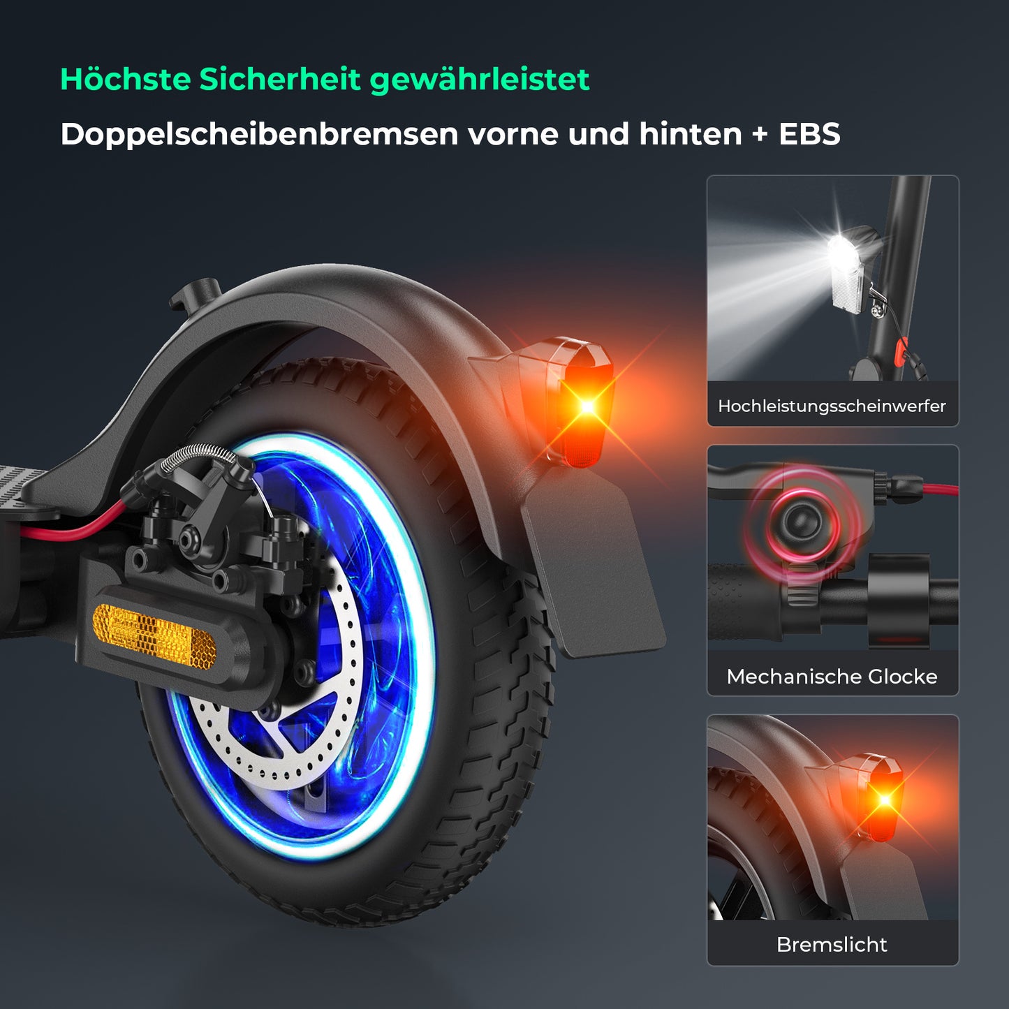 iScooter E-Scooter Straßenzulassung ABE – 350W Motor, 30 km Reichweite, 8,5" Wabenreifen, Duales Bremssystem, Faltbar