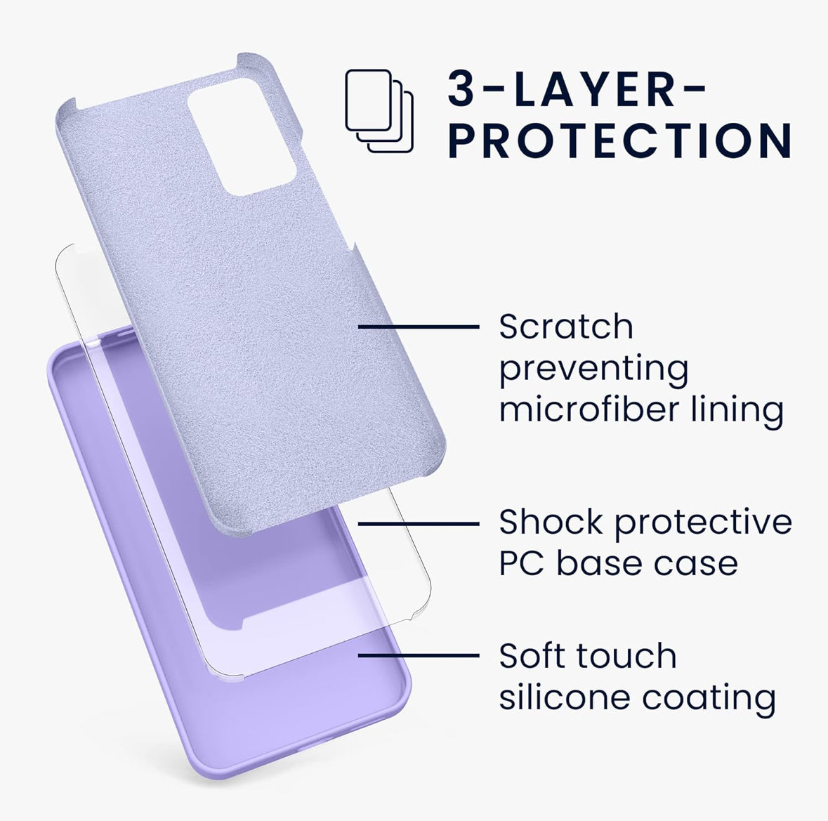 Schutzhülle Xiaomi Redmi Note 12/11/11E Pro – TPU Bumper, Stoßfest, Silikon, Dünn, Mit 3 Hartglas, Violett