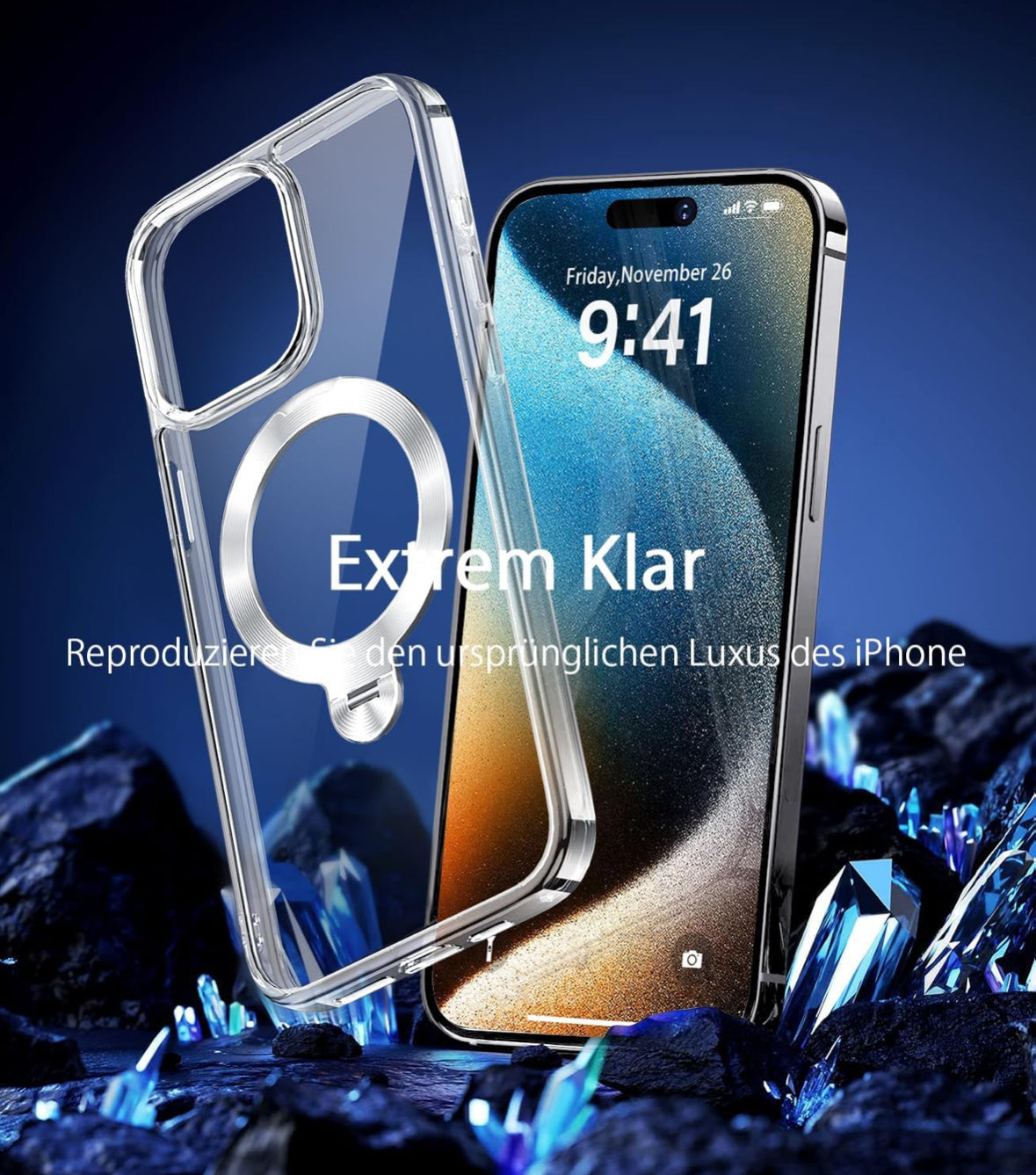 Srotek iPhone 14 Pro Max Hülle – 360° Ringhalter, Stoßfest, Transparent, All-in-1 Schutzhülle