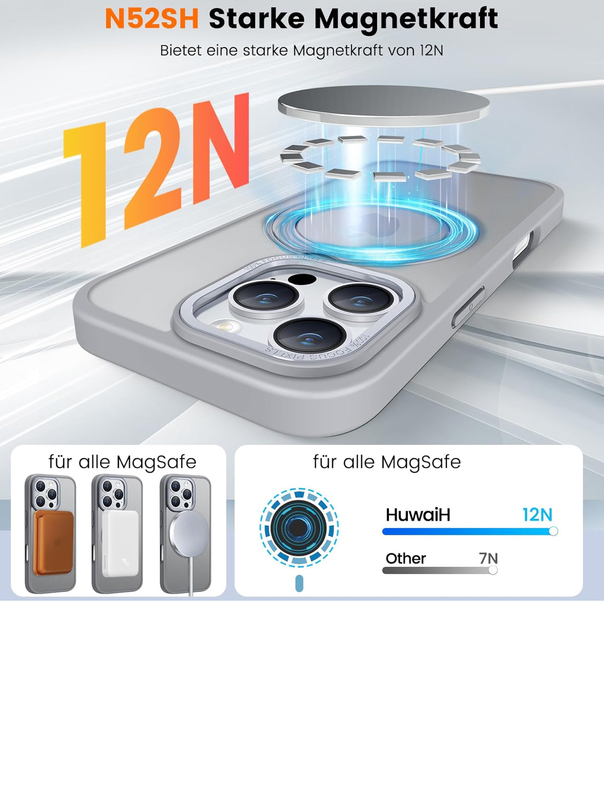 Srotek iPhone 15 Pro Max Hülle – 360° Ringhalter, Stoßfest, Matt-Durchscheinend, All-in-1 Schutzhülle