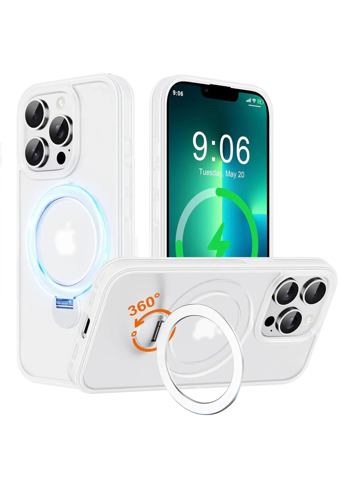 Srotek iPhone 13 Pro Max Hülle – 360° Ringhalter, Stoßfest, schwarz und Transparent, All-in-1 Schutzhülle - Vekoshop
