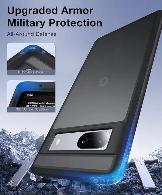 FNDMIL Pixel 7a Hülle – Soft Touch, Stoßfest, Anti-Fingerprint, Matt-Transluzent, Schwarz - Vekoshop