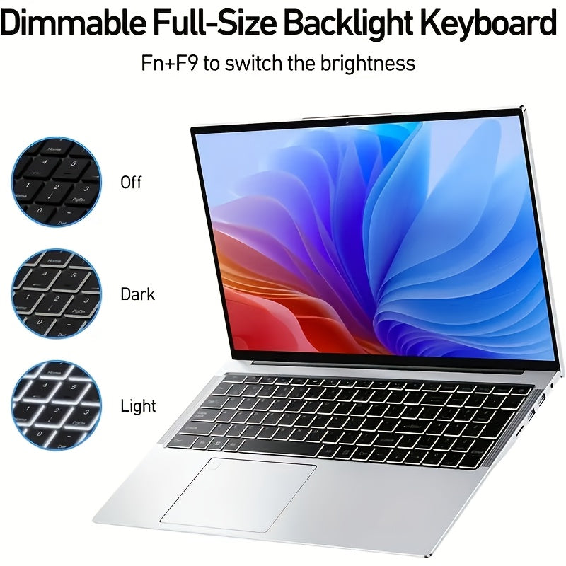Laptop W&O 15,6" FHD – Intel N5095, 16 GB RAM, 1 TB SSD, Fingerabdrucksensor, Beleuchtete Tastatur, Windows 11 Pro