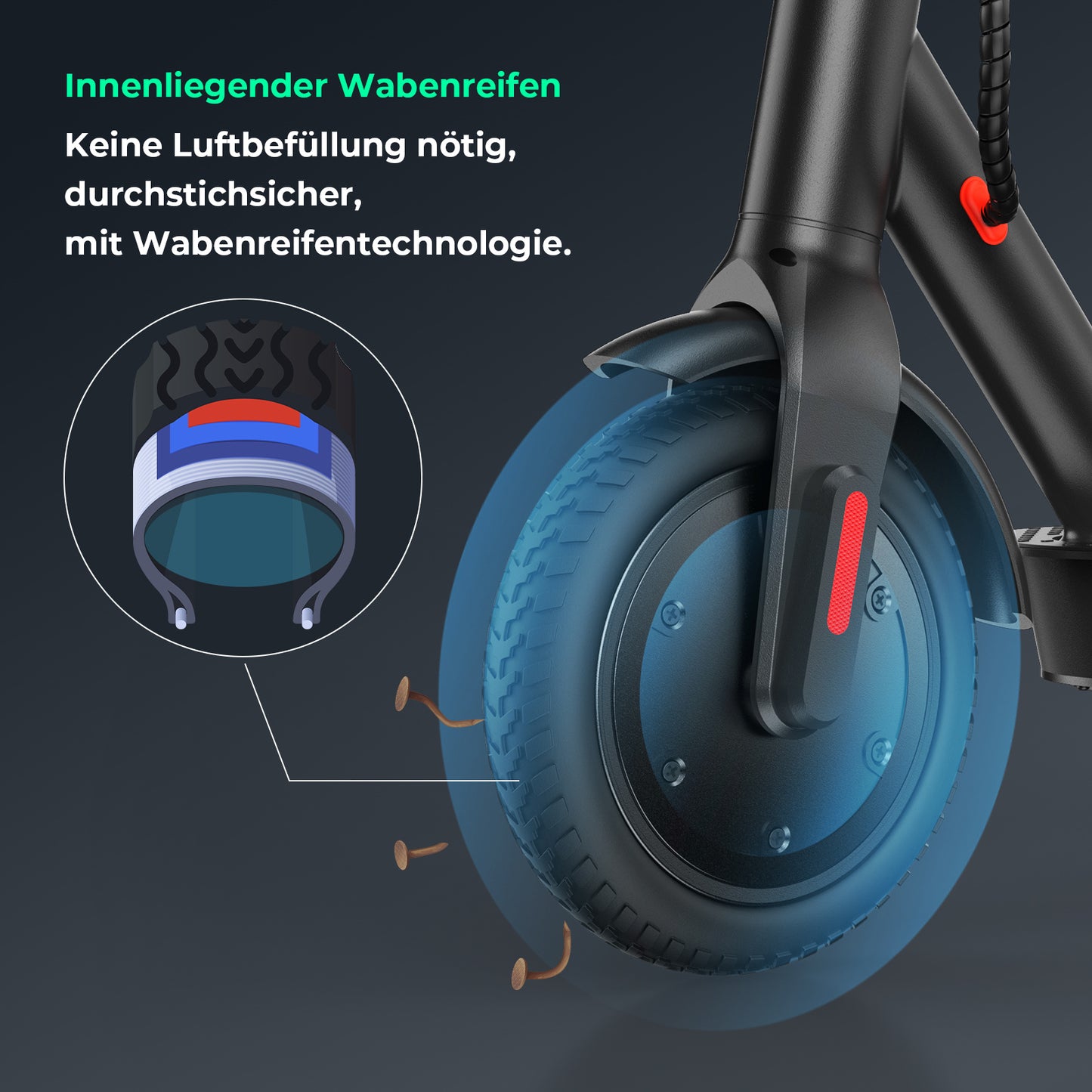 iScooter E-Scooter Straßenzulassung ABE – 350W Motor, 30 km Reichweite, 8,5" Wabenreifen, Duales Bremssystem, Faltbar