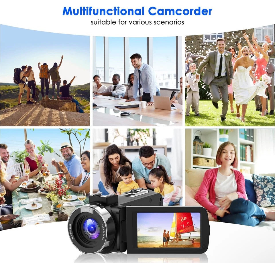 4K Ultra HD-Digitalvideokamera mit Mikrofon, Nachtsicht, WLAN und Stabilisierung
