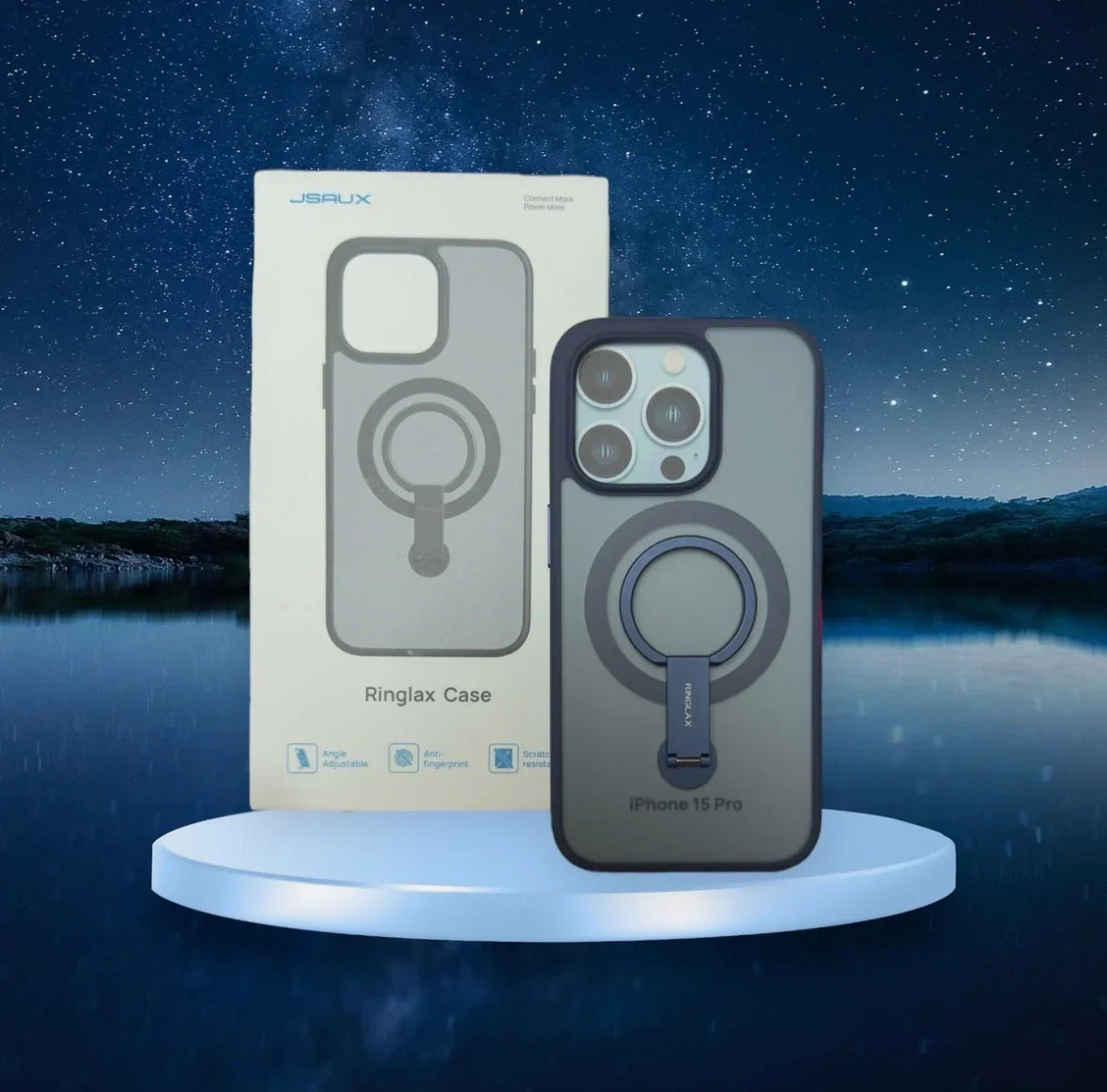 JSAUX iPhone 15 Pro Hülle – All-in-One, MagSafe, Ständer & Ringhalter, Anti-Fingerprint, Matte, Blau - Vekoshop