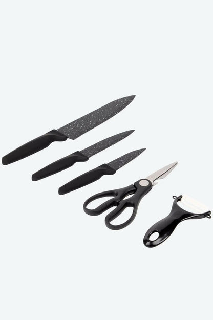 Set Cucina 6 Pezzi Rivestimento Marmo - Coltelli e Accessori.