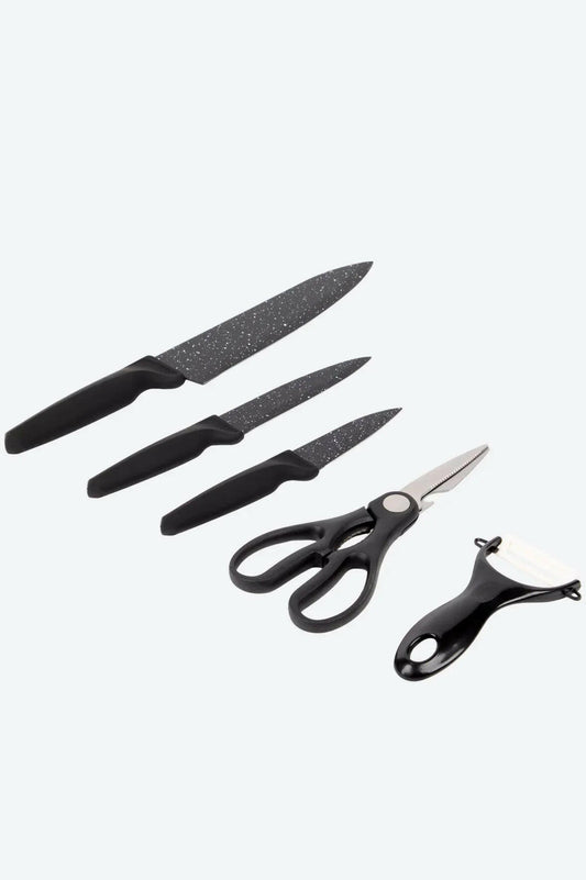 Set Cucina 6 Pezzi Rivestimento Marmo - Coltelli e Accessori.