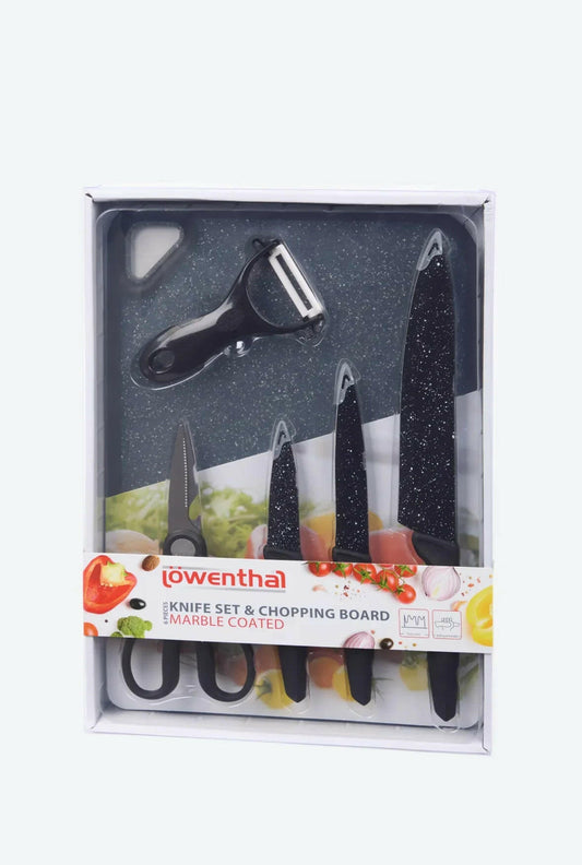 Set Cucina 6 Pezzi Rivestimento Marmo - Coltelli e Accessori.