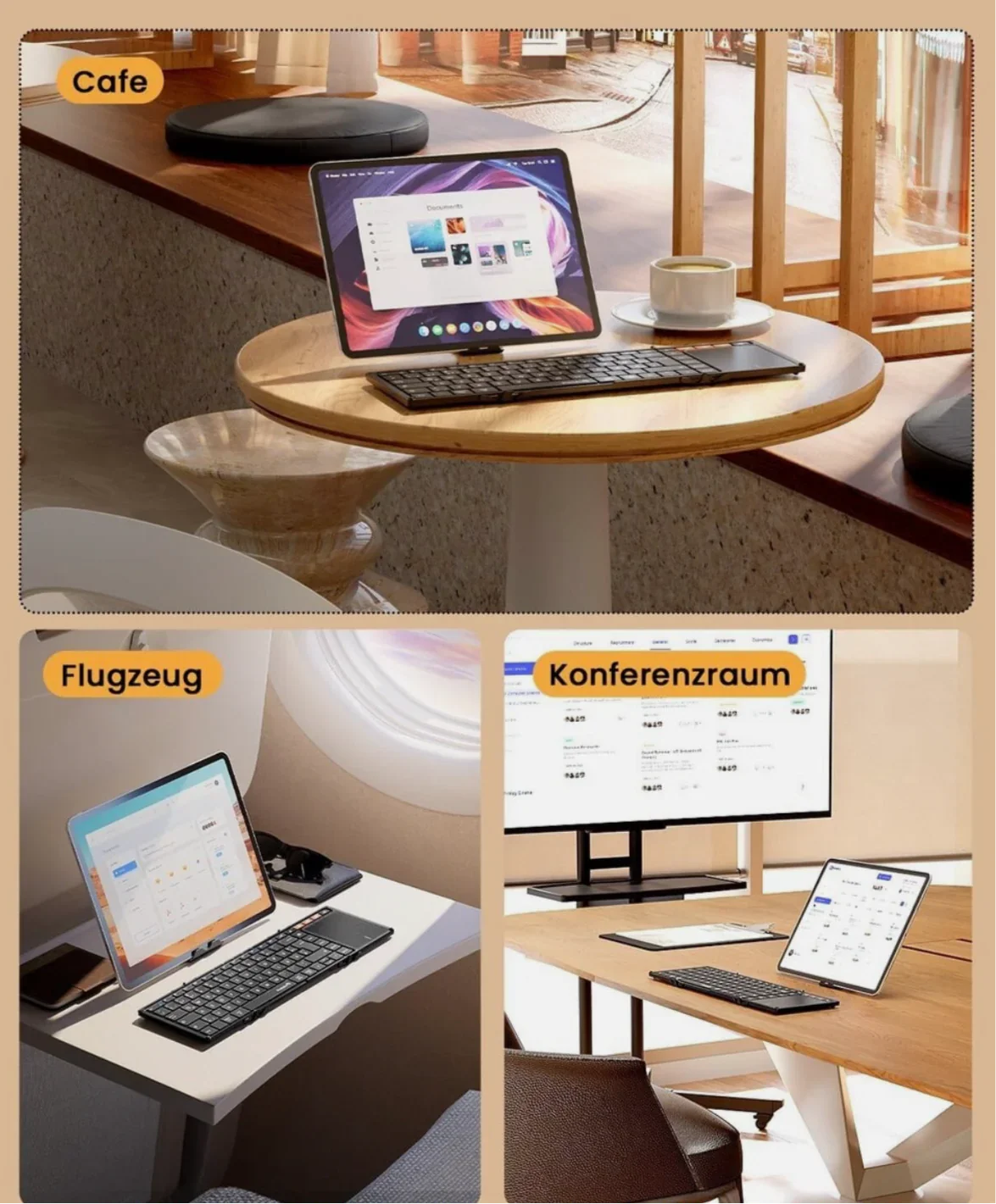 ProtoArc XK01 TP Bluetooth Klapp-Tastatur mit Touchpad – QWERTZ Deutsch, faltbar, kabellos, mit Schutzhülle und Handyhalterung - Vekoshop