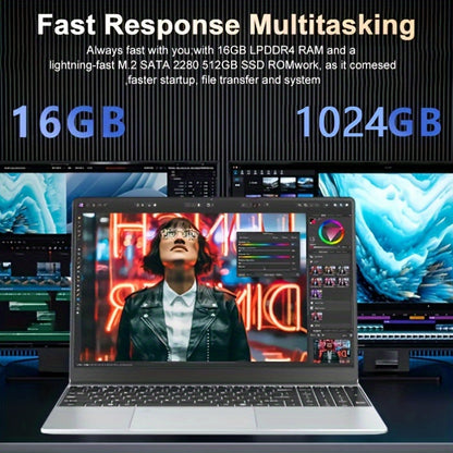 Laptop W&O 15,6" FHD – Intel N5095, 16 GB RAM, 1 TB SSD, Fingerabdrucksensor, Beleuchtete Tastatur, Windows 11 Pro