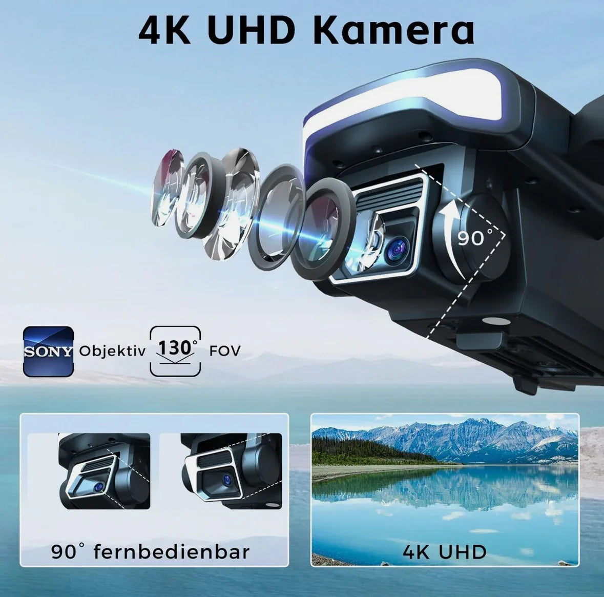 CHUBORY A77 Drohne mit 4K Kamera – 84 Min. Flugzeit, 3 Batterien, bürstenlose Motoren, faltbar mit Tragetasche - Vekoshop