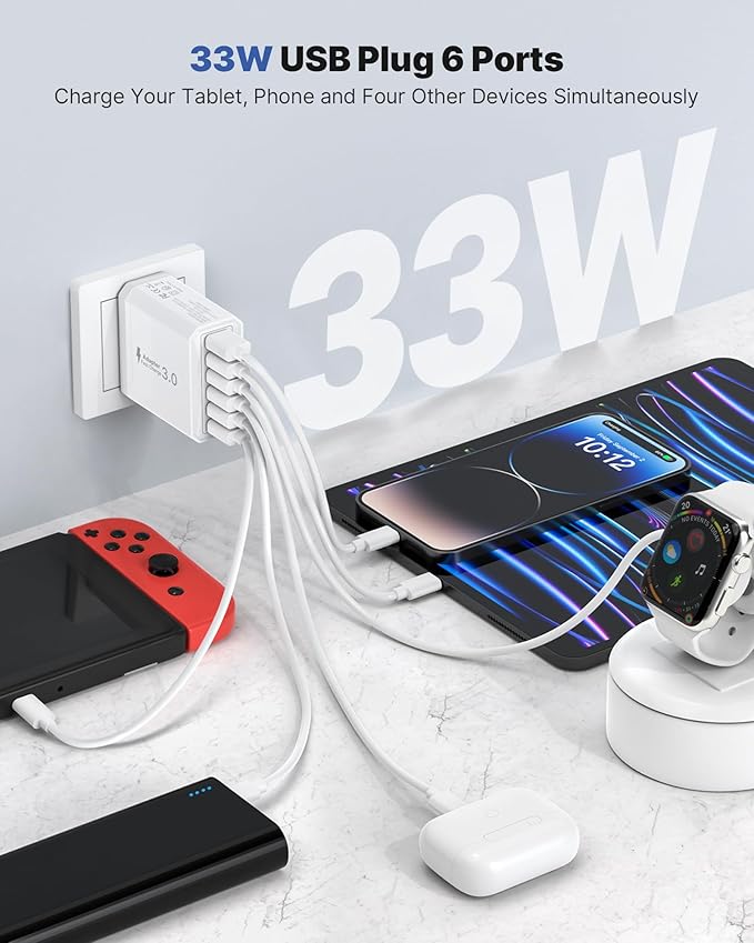 Tupneuf 33W – 6-in-1-USB-Multiport-Ladegerät