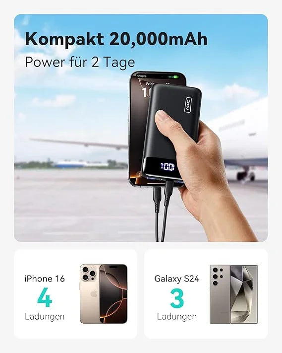 INIU 22,5 W 20000 mAh USB C Ein- und Ausgang Schnellladung - Vekoshop