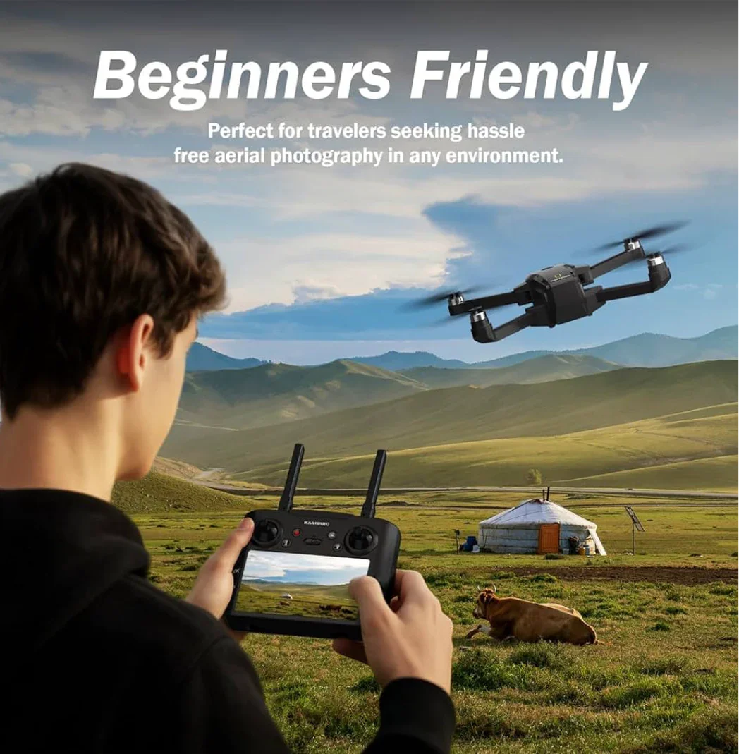 K600 GPS Drohne mit 1080P Kamera & UHD-Display – Faltbar, windresistent, inkl. Tasche & SD-Karte - Vekoshop