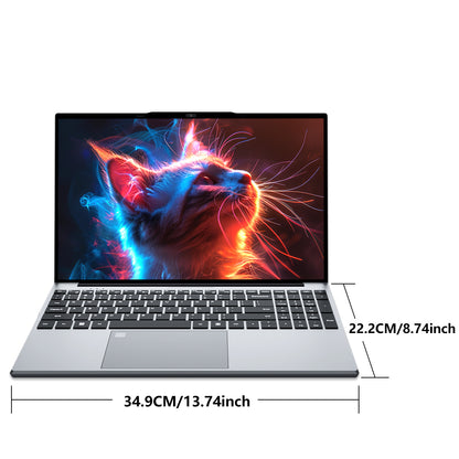 15,6" MOACRETO Laptop – Intel N95, 16 GB DDR4, 512 GB SSD, 1080P IPS, Fingerabdruck, WiFi 5, USB 3.0, BT4.2