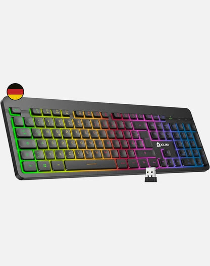 KLIM Light V2 – Kabellose Gaming-Tastatur QWERTZ mit Beleuchtung & Antighosting - Vekoshop