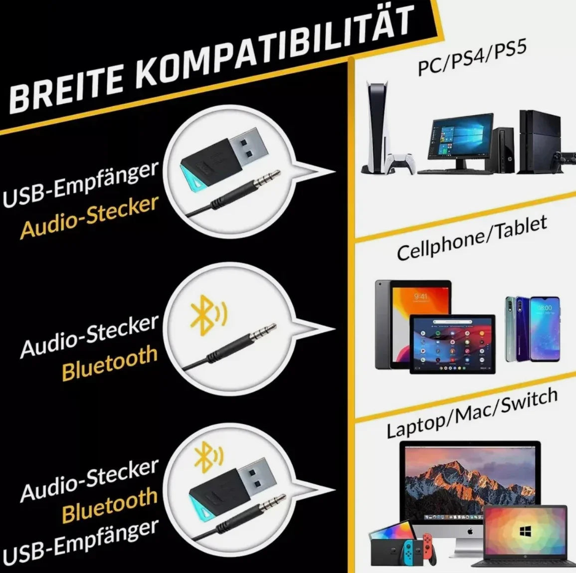 KLIM Panther RGB – Wireless Gaming-Headset für PS4, PS5, Switch & PC