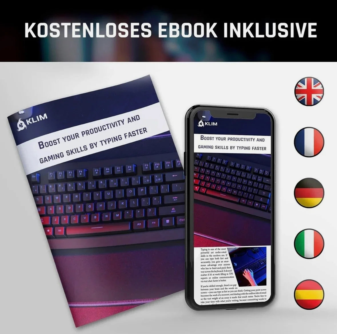 KLIM Light V2 – Kabellose Gaming-Tastatur QWERTZ mit Beleuchtung & Antighosting - Vekoshop