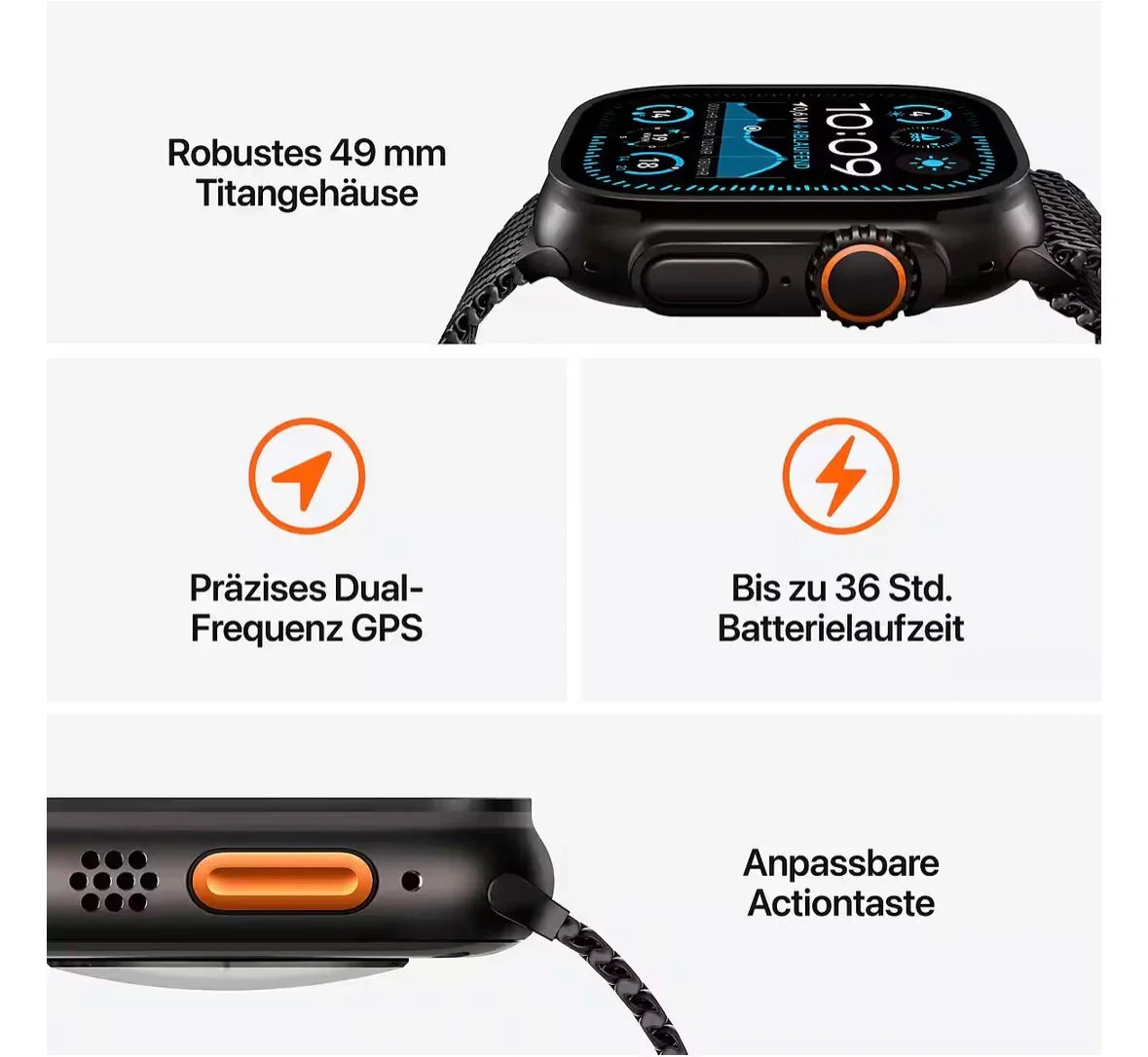 Smartwatch Ultra2 - OLED Dual GPS Fitness Health Tracker Apple Watch Style 49MM