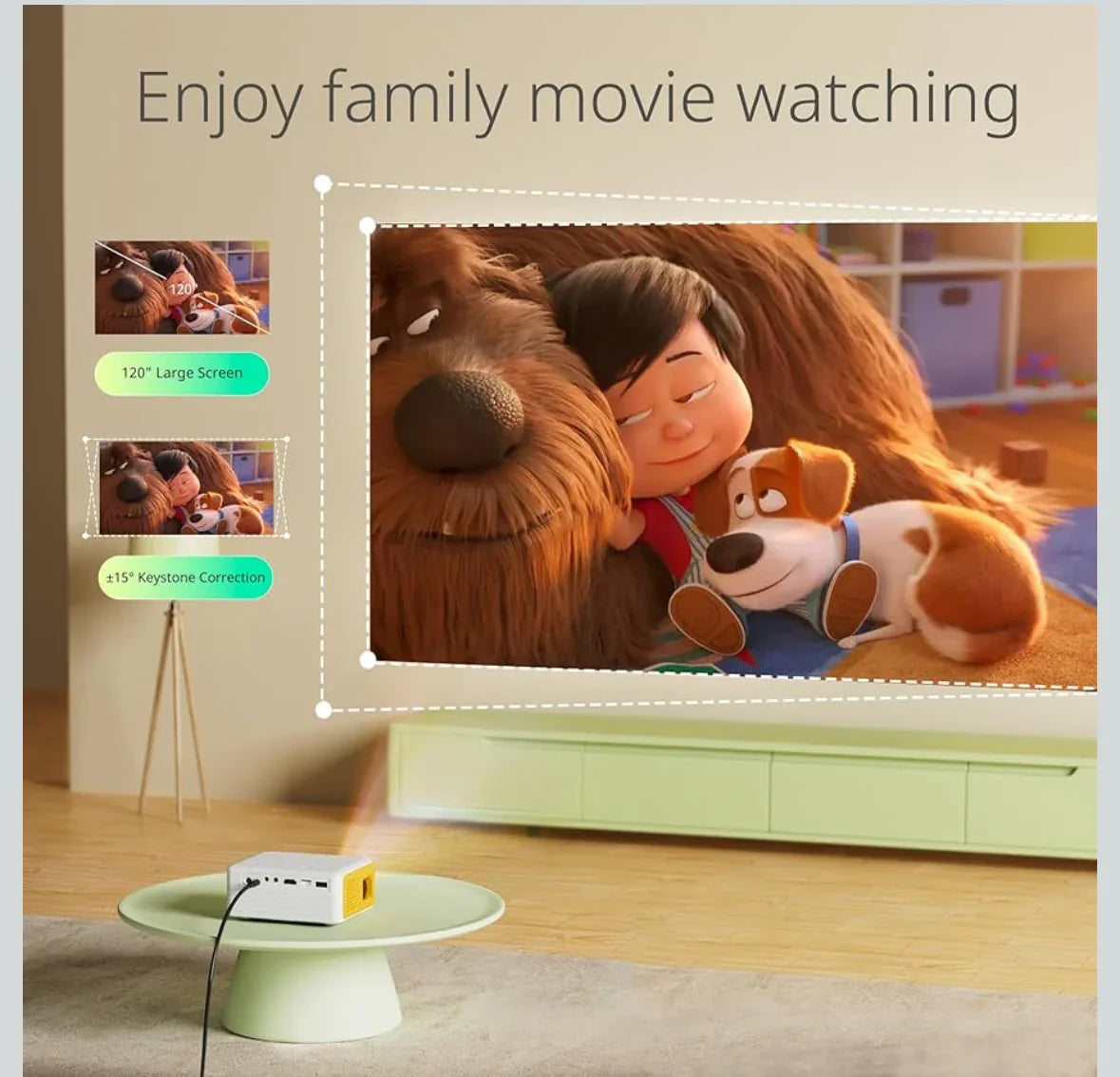 YOTON Y3 Mini Beamer – Tragbarer 1080P Heimkino Projektor, 15.000 Lumen, HDMI/USB, kompatibel mit Smartphone & TV-Stick - Vekoshop