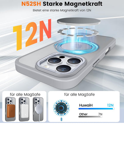 Srotek iPhone 15 Pro Max Hülle – 360° Ringhalter, Stoßfest, Matt-Durchscheinend, All-in-1 Schutzhülle