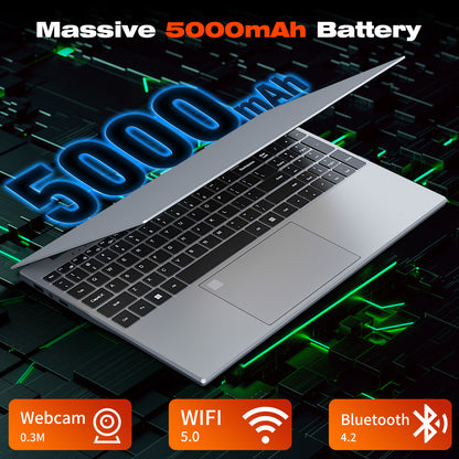 15,6" MOACRETO Laptop – Intel N95, 16 GB DDR4, 512 GB SSD, 1080P IPS, Fingerabdruck, WiFi 5, USB 3.0, BT4.2