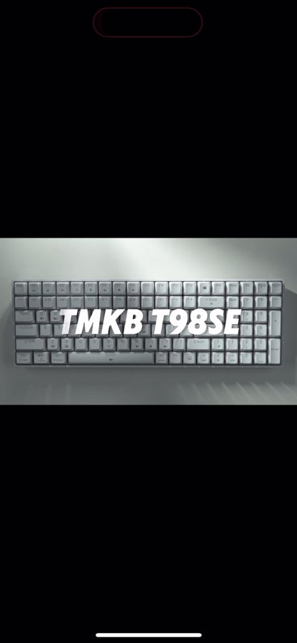 T98SE Gaming Tastatur – 98 Tasten, Mechanische Blaue Switches, LED-Beleuchtung, Weiß, USB-C, US-Layout