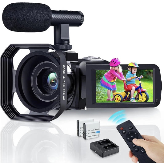 4K Ultra HD-Digitalvideokamera mit Mikrofon, Nachtsicht, WLAN und Stabilisierung